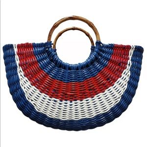 INC INTERNATIONAL CONCEPTS STRAW FAN TOTE BAG